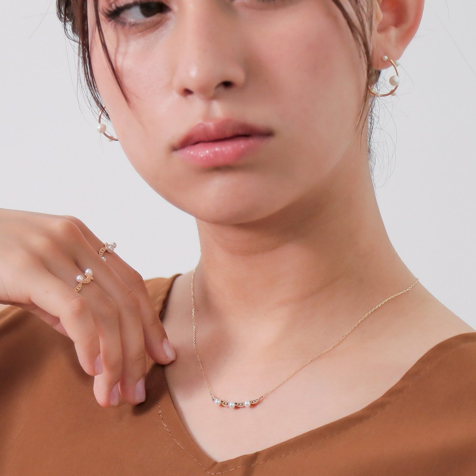 Fleur Eclat あこや真珠 ティアラペンダント 3.0-3.5mm K10YG