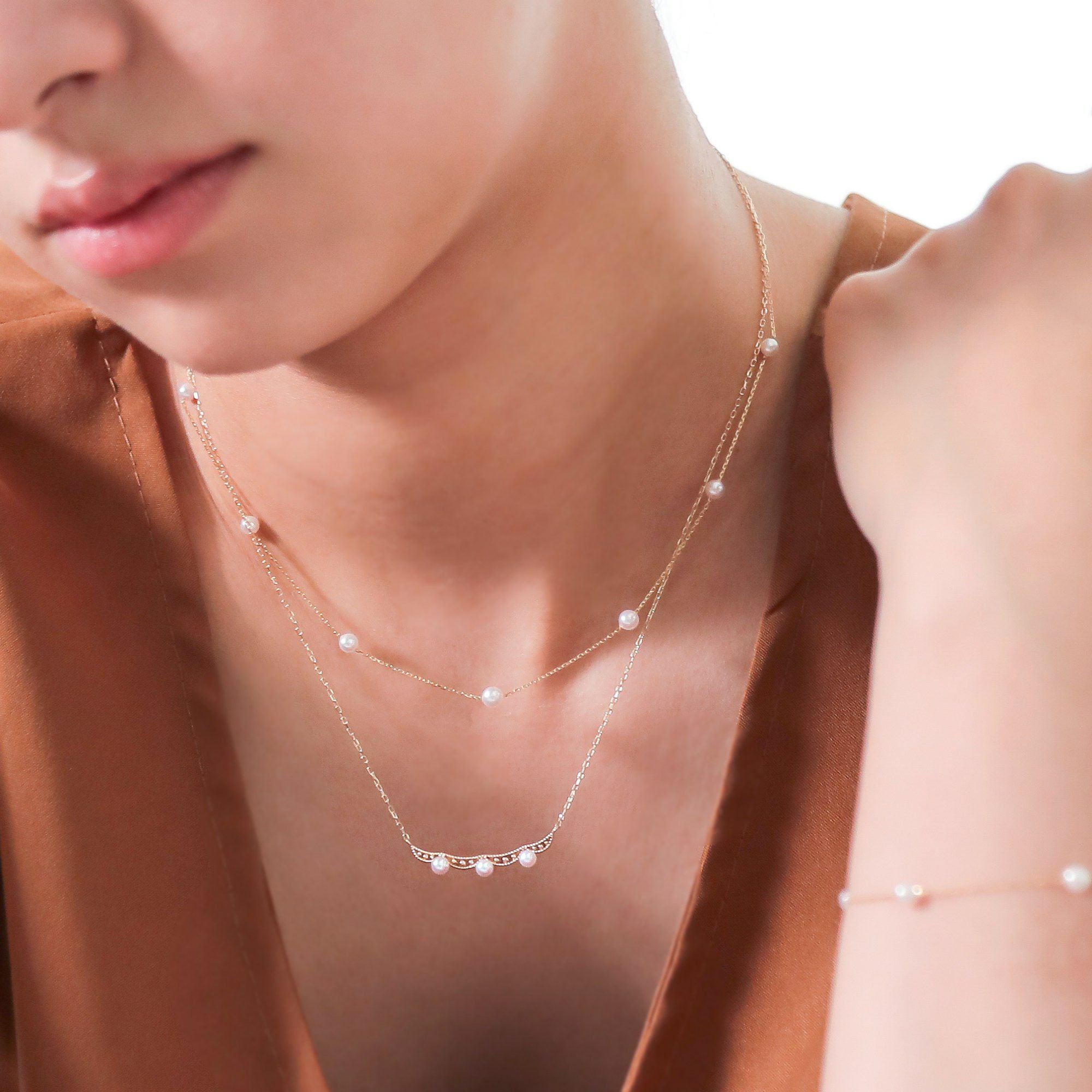 Fleur Eclat あこや真珠 ティアラペンダント 3.0-3.5mm K10YG | WSP