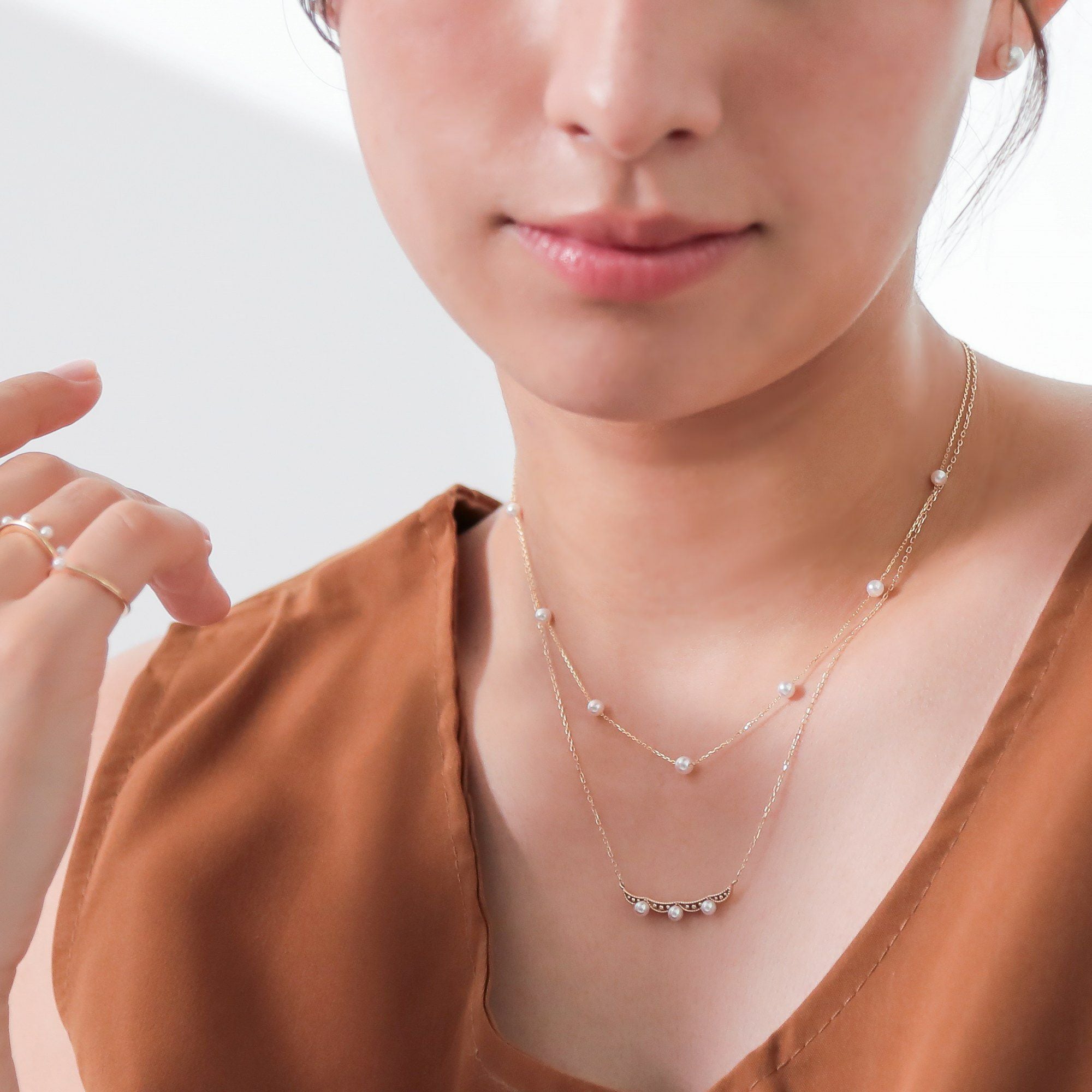 Fleur Eclat あこや真珠 ティアラペンダント 3.0-3.5mm K10YG | WSP