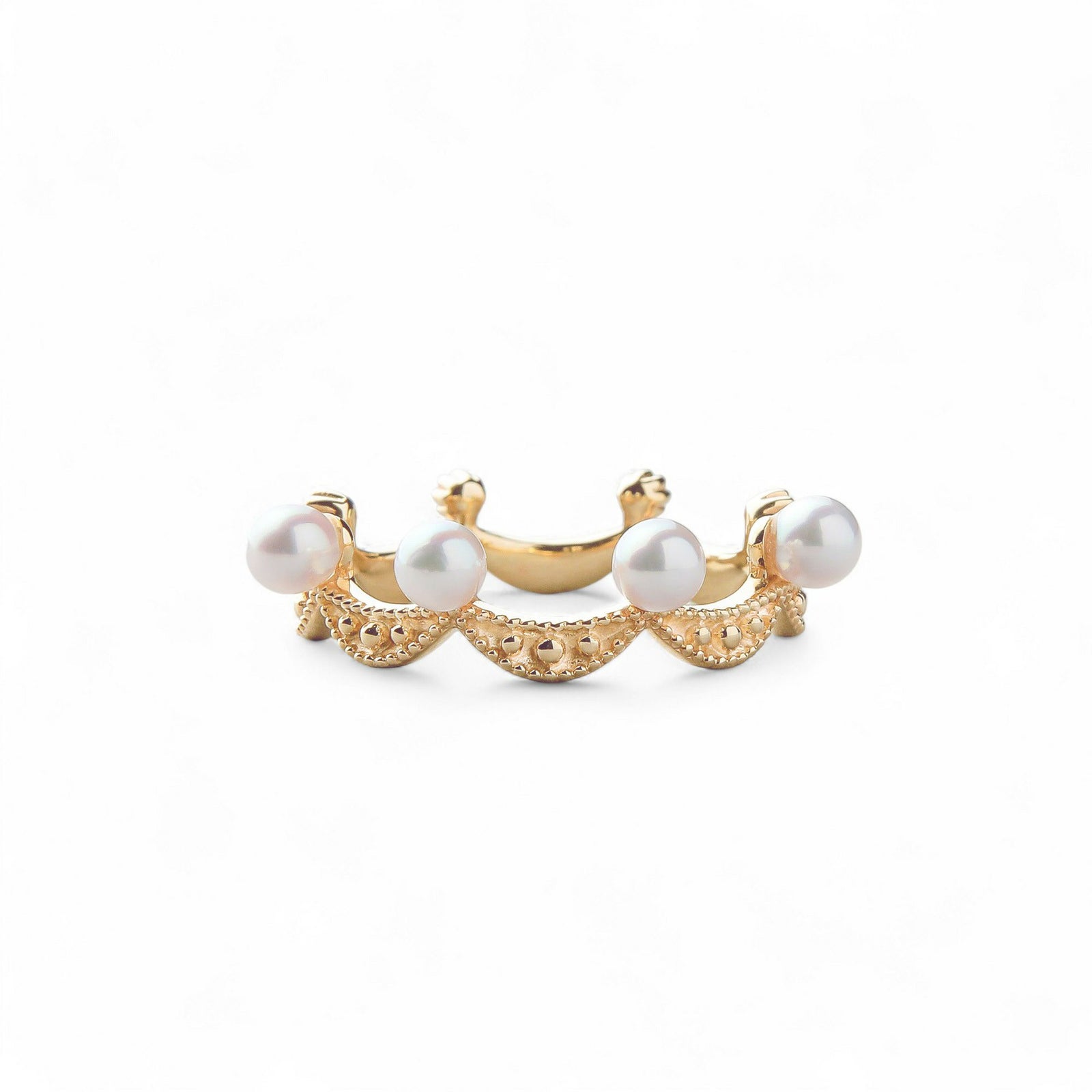 Fleur Eclat あこや真珠 ティアラリング　3.0-3.5mm K10YG