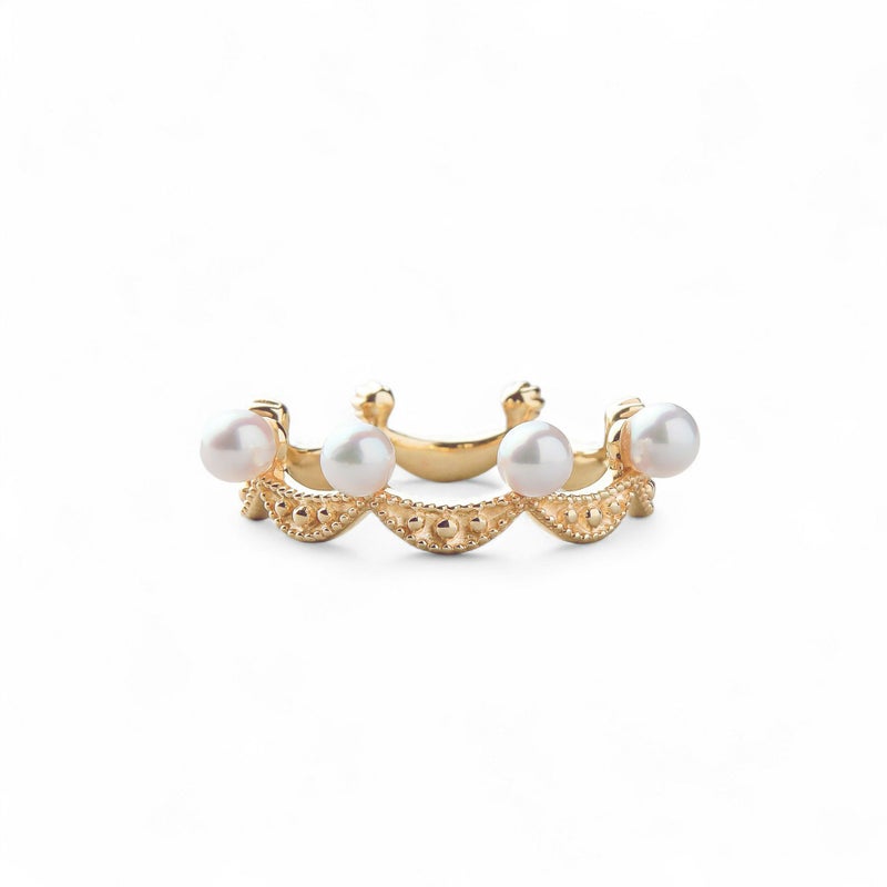 Fleur Eclat あこや真珠 ティアラリング　3.0-3.5mm K10YG