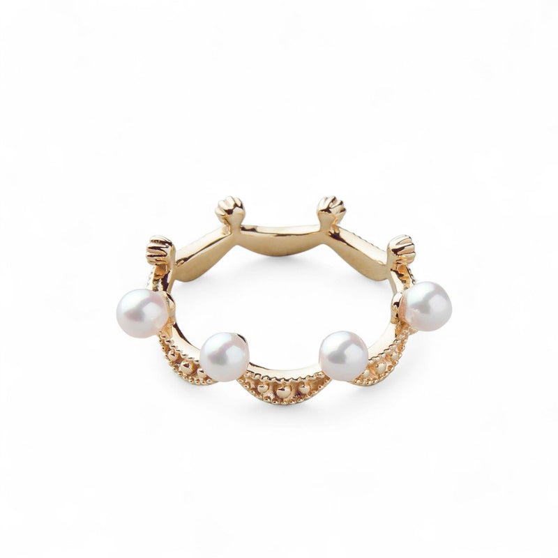 Fleur Eclat あこや真珠 ティアラリング　3.0-3.5mm K10YG