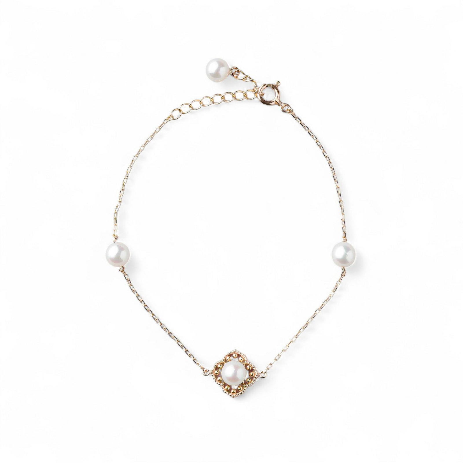 Fleur Eclat あこや真珠 フラワーブレスレット　5.0-5.5mm K10YG