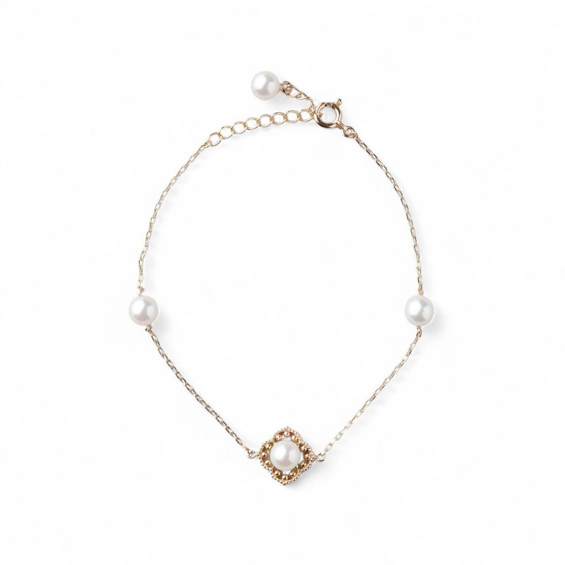 Fleur Eclat あこや真珠 フラワーブレスレット　5.0-5.5mm K10YG