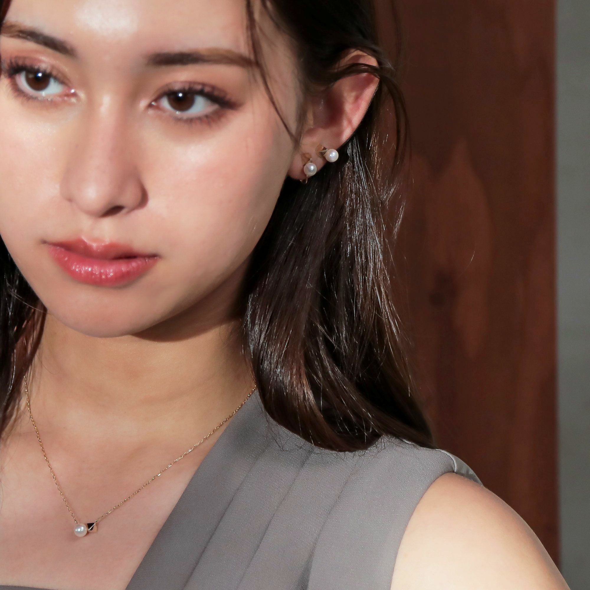 Carina あこや真珠 ピラミッド イヤリング 5.5-6.0mm K10YG | WSP