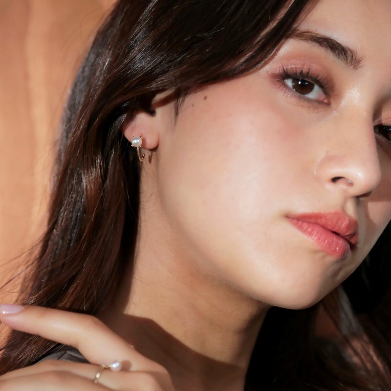 Carina あこや真珠 フープピアス　5.5-6.0mm K10YG