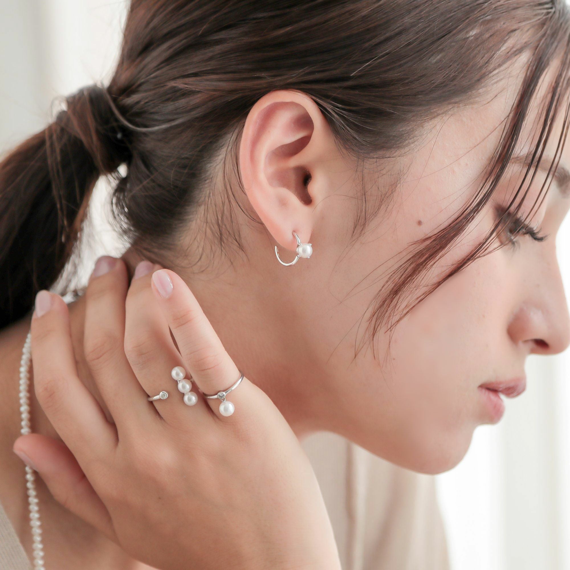 Carina あこや真珠 フープピアス 5.5-6.0mm K10WG | WSP（ダブル