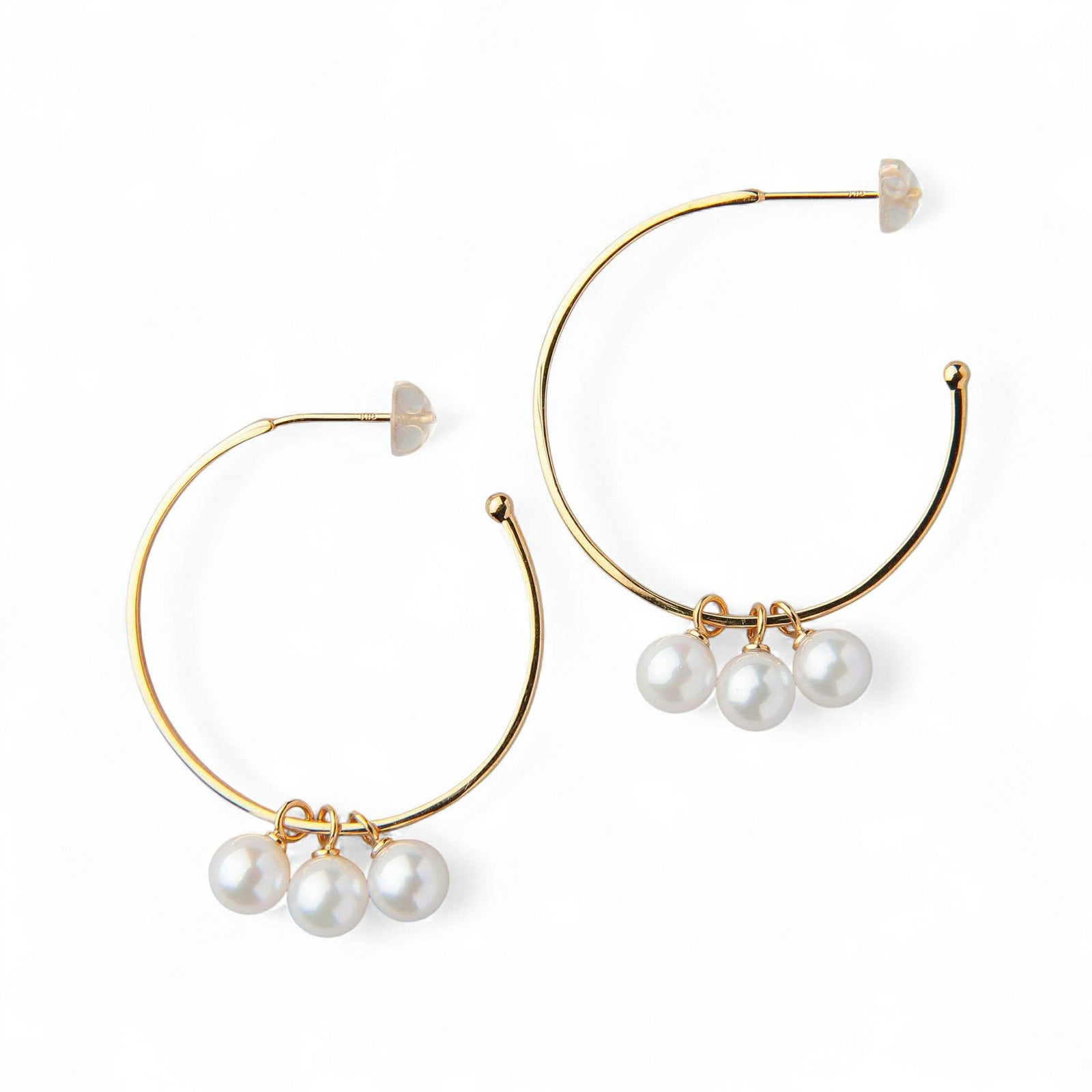 Carina あこや真珠 大フープピアス　5.5-6.0mm SV925/K18YG/K14WG