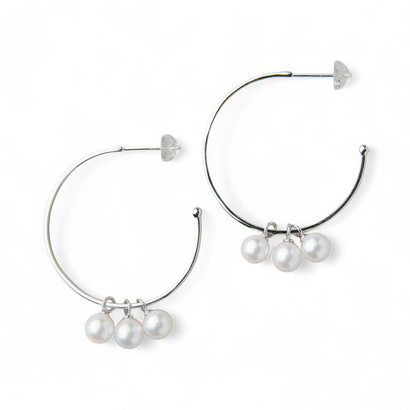 Carina あこや真珠 大フープピアス　5.5-6.0mm SV925/K18YG/K14WG