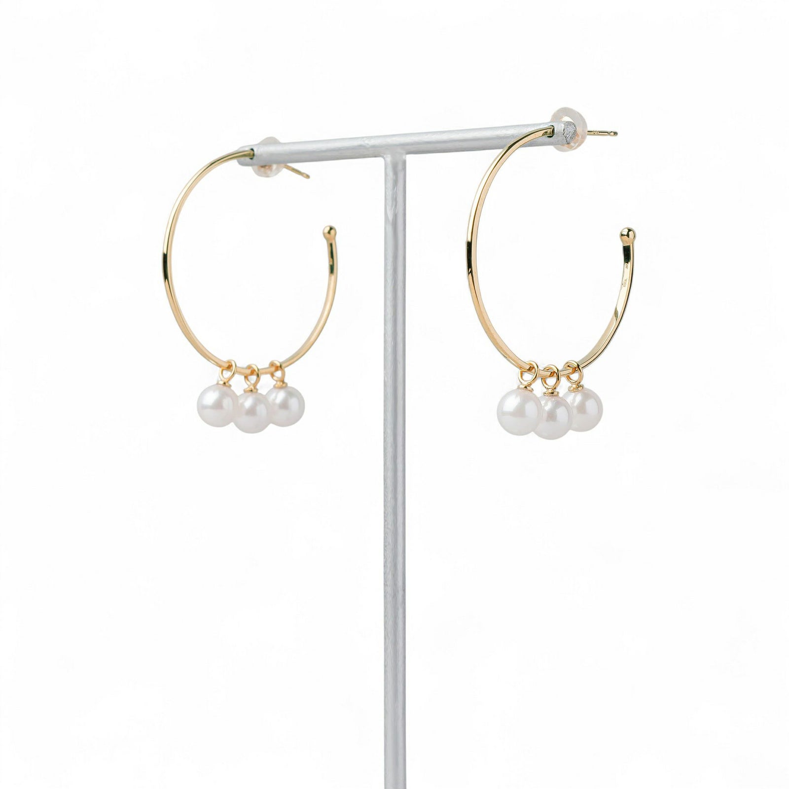 Carina あこや真珠 大フープピアス　5.5-6.0mm SV925/K18YG/K14WG