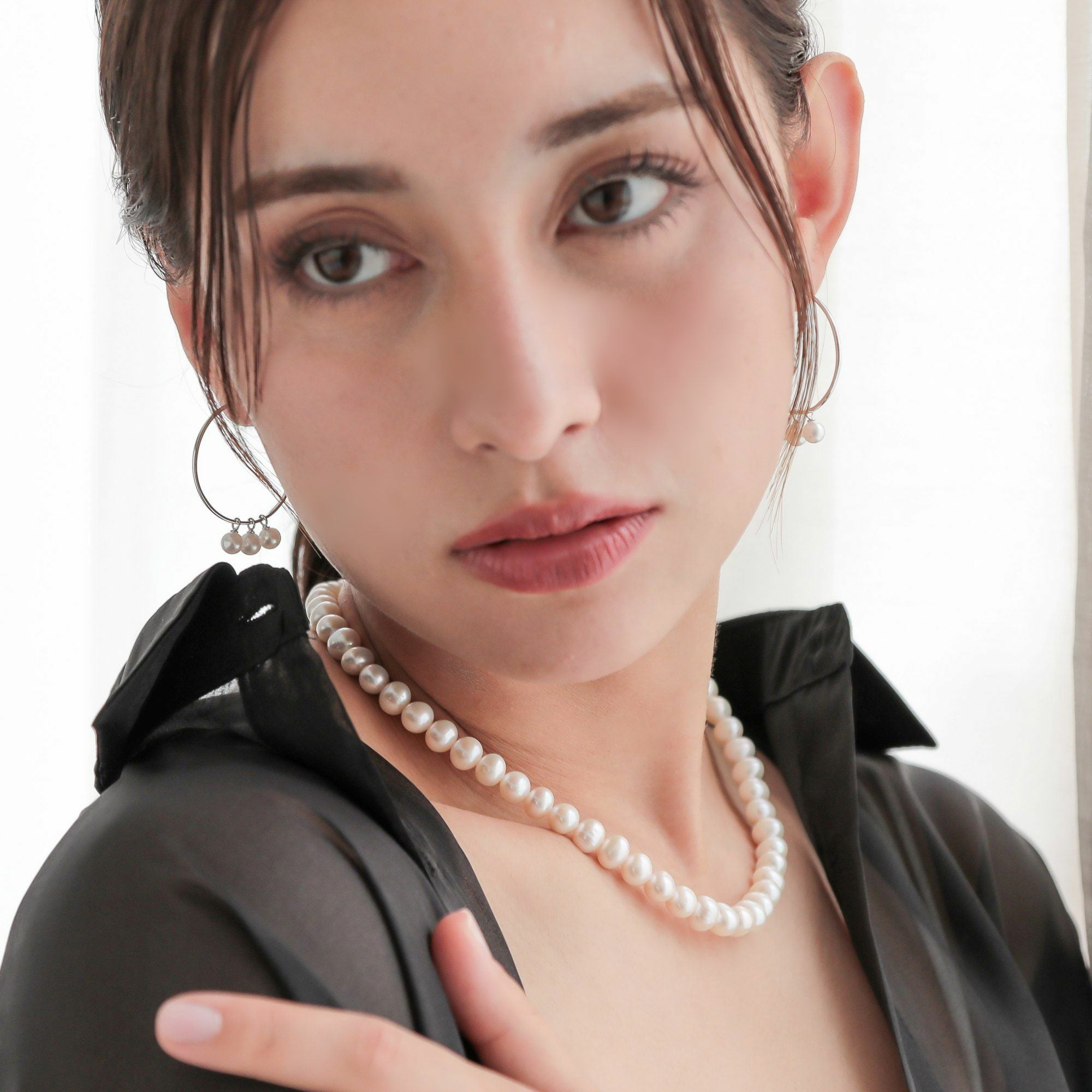Carina あこや真珠 大フープピアス 5.5-6.0mm SV925/K18YG/K14WG | WSP