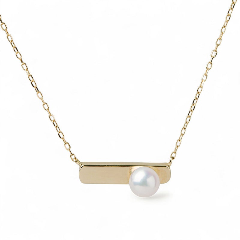 Carina あこや真珠 スリム シグネットペンダント　5.5-6.0mm K10YG