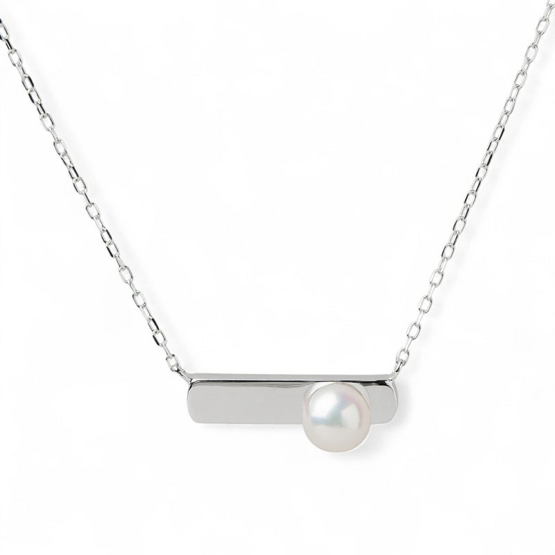 Carina あこや真珠 スリム シグネットペンダント　5.5-6.0mm K10WG