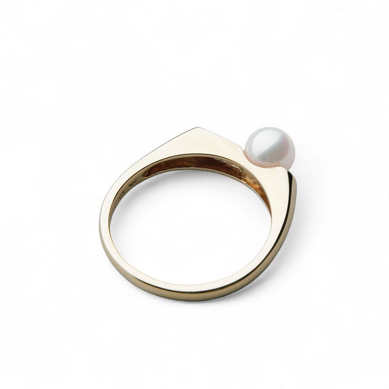 Carina あこや真珠 スリム シグネットリング　5.5-6.0mm K10YG