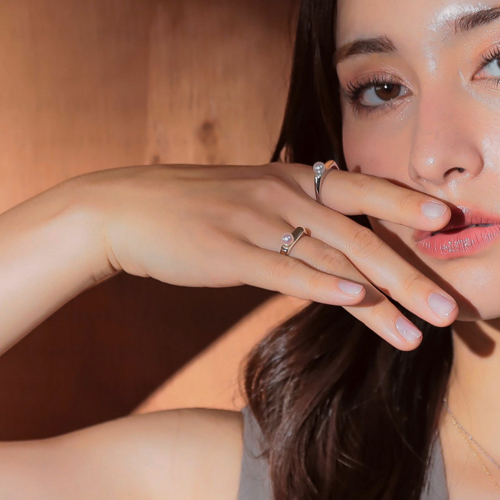 Carina あこや真珠 スリム シグネットリング　5.5-6.0mm K10YG