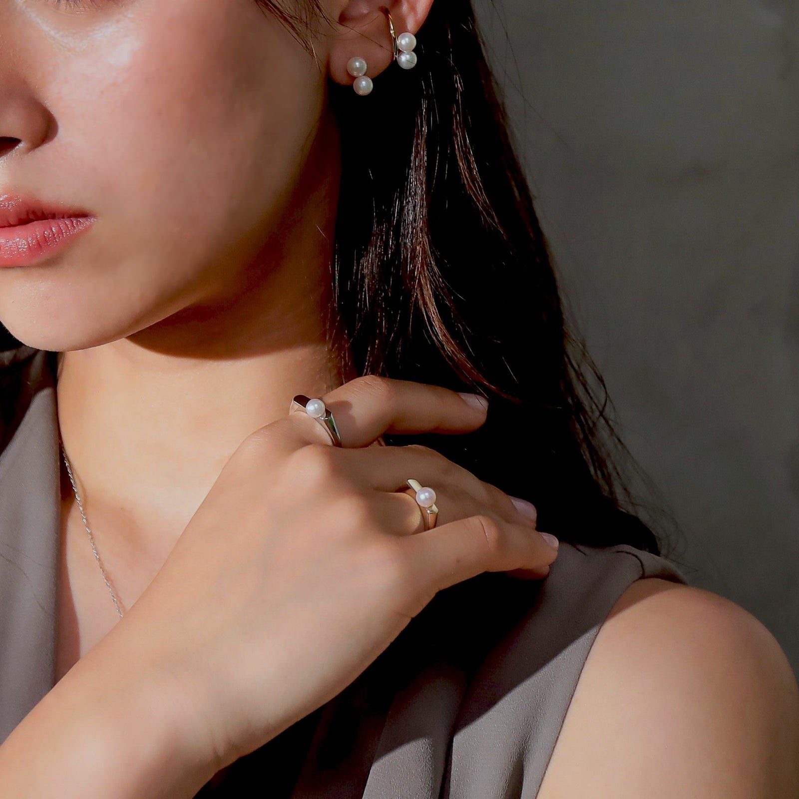 Carina あこや真珠 スリム シグネットリング　5.5-6.0mm K10WG