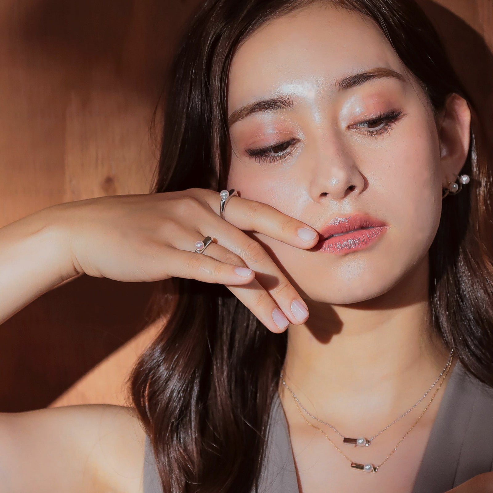 Carina あこや真珠 スリム シグネットリング　5.5-6.0mm K10WG