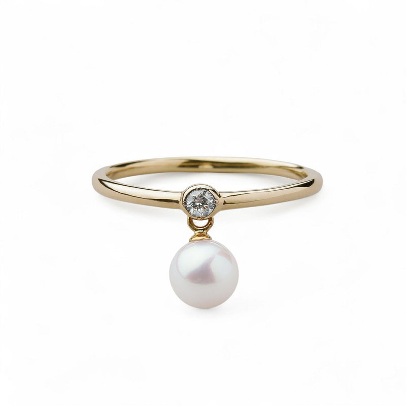 Carina あこや真珠 チャームリング　5.5-6.0mm K10YG