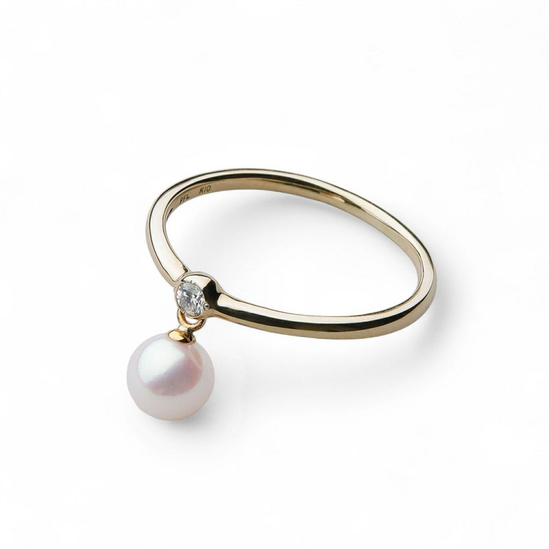 Carina あこや真珠 チャームリング　5.5-6.0mm K10YG