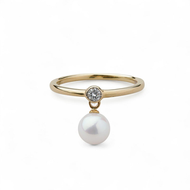 Carina あこや真珠 チャームリング　5.5-6.0mm K10YG