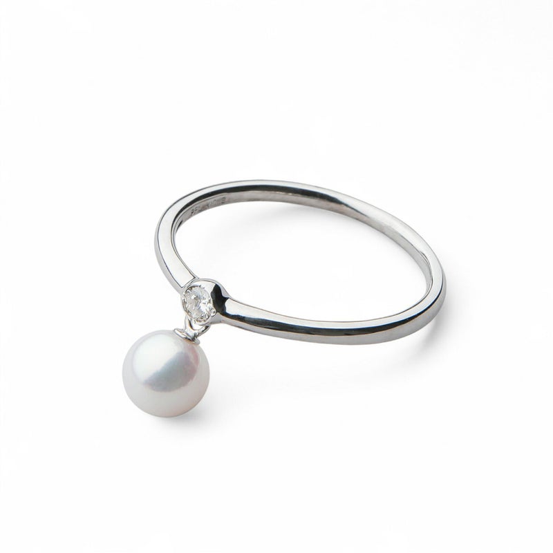 Carina あこや真珠 チャームリング　5.5-6.0mm K10WG