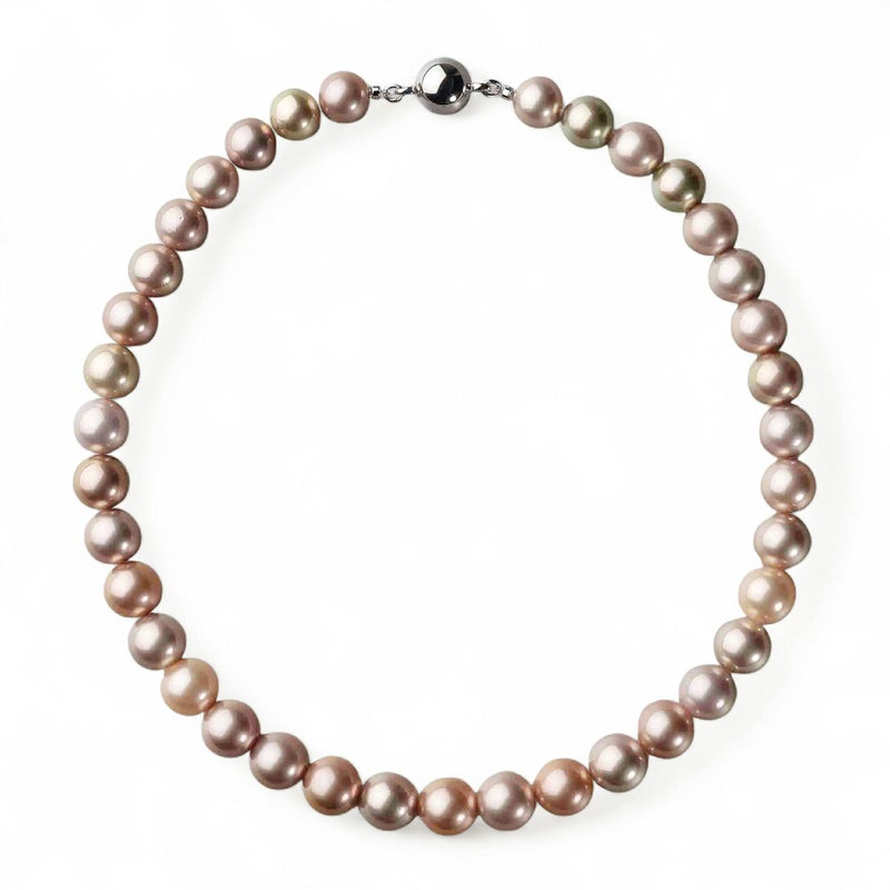 淡水真珠 (有核) ネックレス　10.3-12.0mm キングフィッシャー鑑別 -Mauvette-