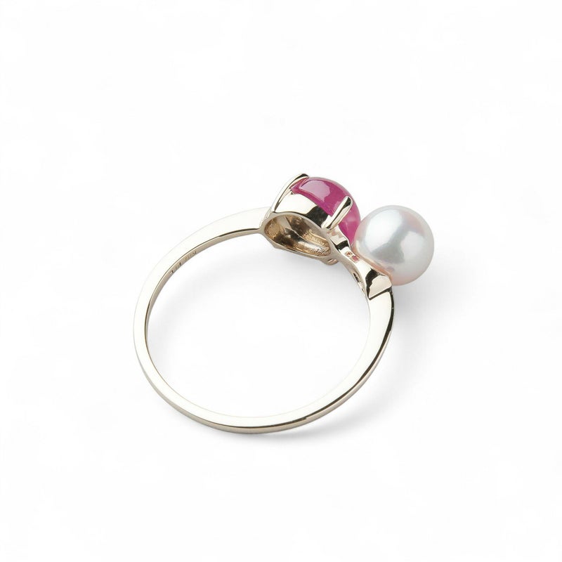 【WEB限定】あこや真珠×スタールビー リング　5.5-6.0mm/6mmUP K10YG