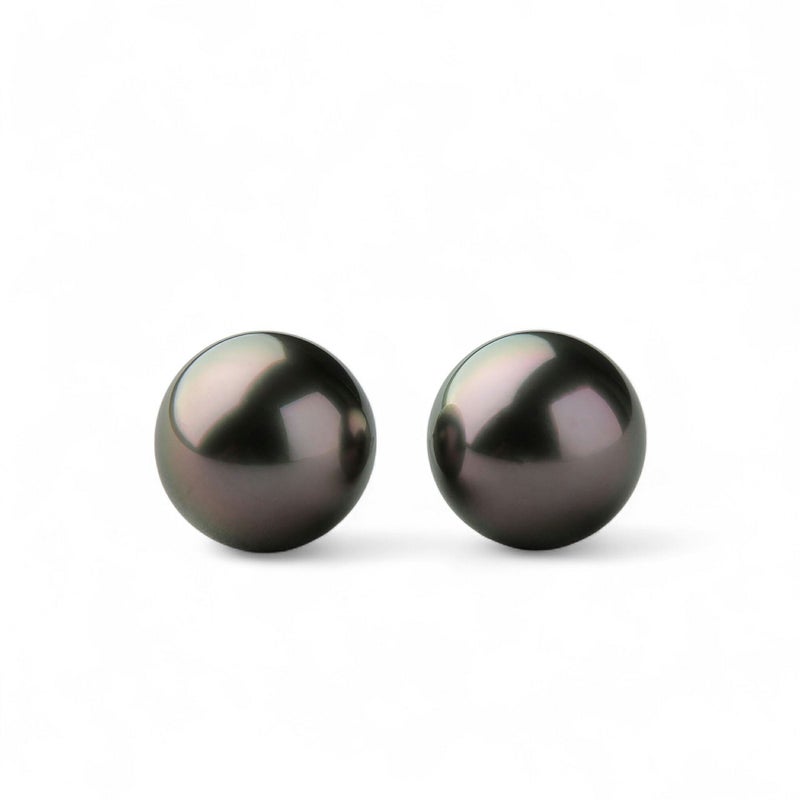 タヒチ黒蝶真珠 ピアス9mmUP PT900 -Aurora Lagoon-