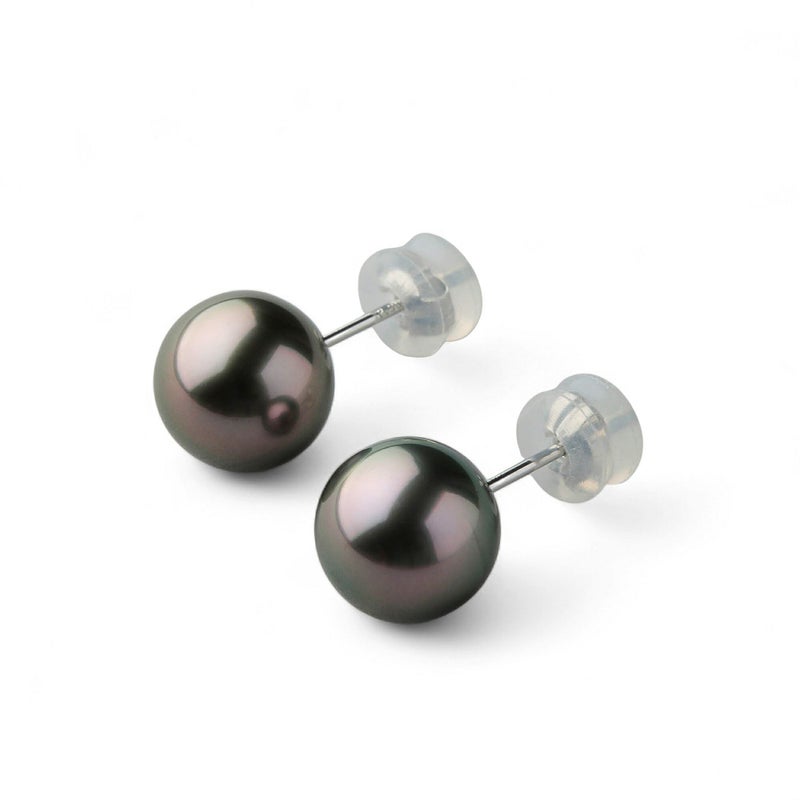 タヒチ黒蝶真珠 ピアス9mmUP PT900 -Aurora Lagoon-