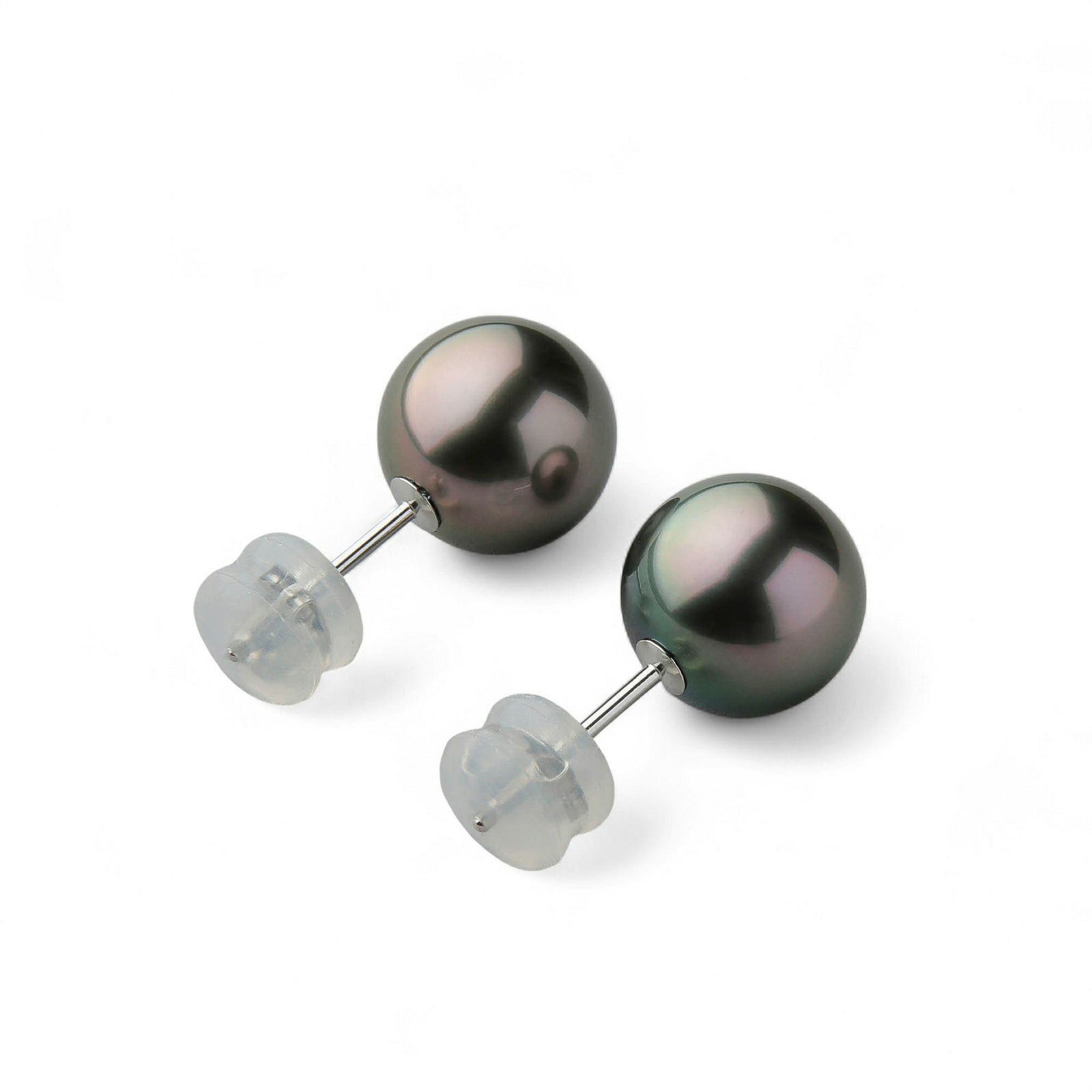 タヒチ黒蝶真珠 ピアス9mmUP PT900 -Aurora Lagoon-