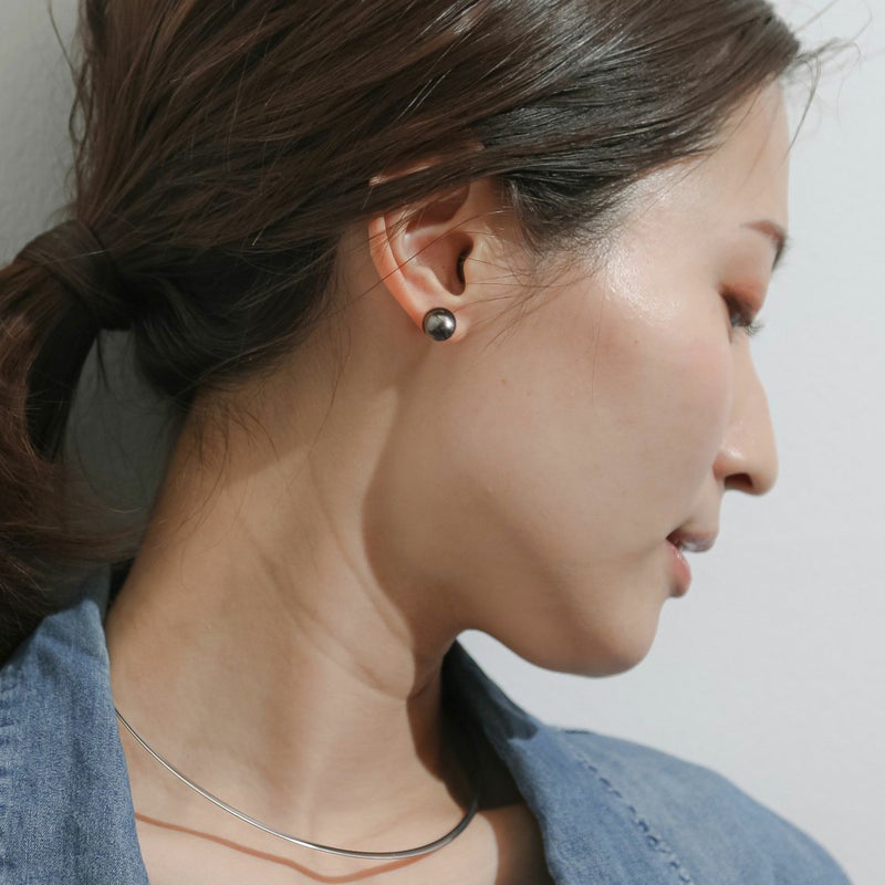 タヒチ黒蝶真珠 ピアス9mmUP PT900 -Aurora Lagoon-