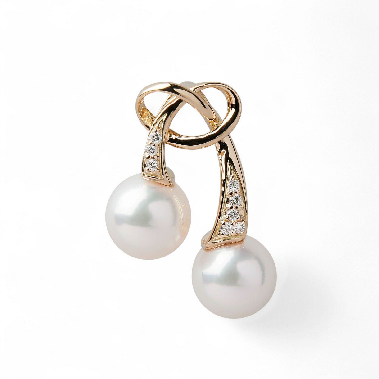 あこや真珠 リボン ペンダントトップ　7.5-8.0mm K18YG