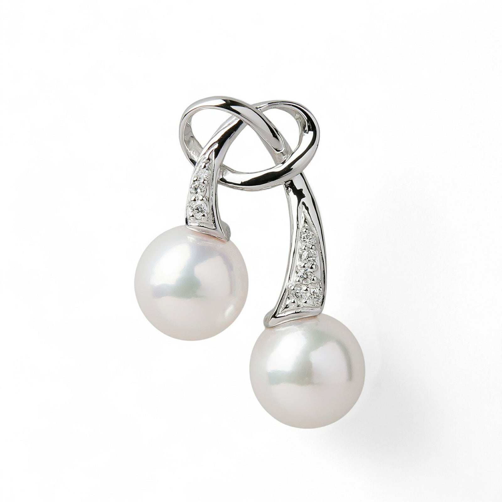 あこや真珠 リボン ペンダントトップ　7.5-8.0mm PT900