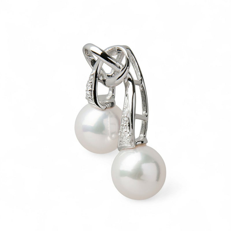 あこや真珠 リボン ペンダントトップ　7.5-8.0mm PT900