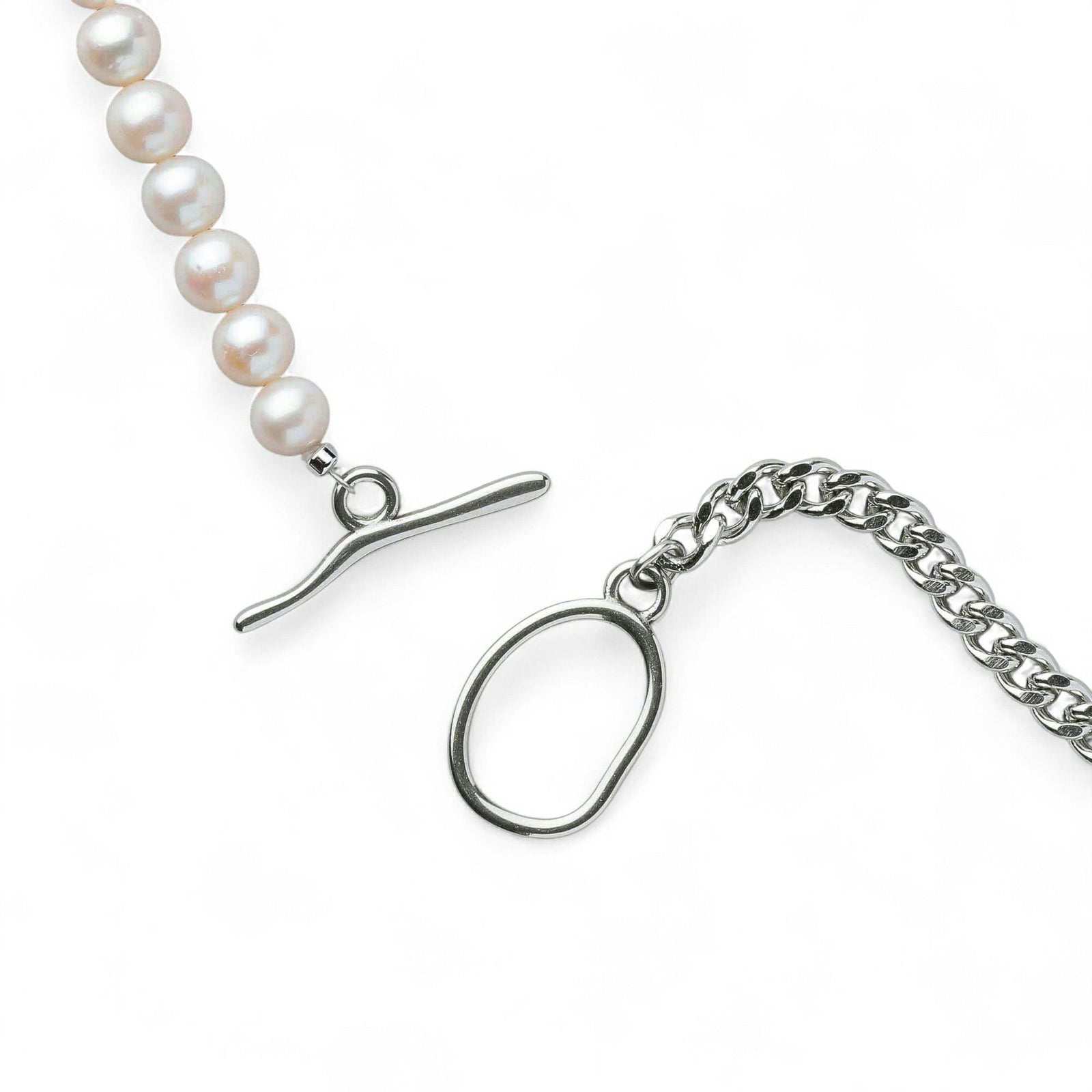 【WEB限定】淡水真珠 ハーフチェーン ネックレス　6.5-7.0mm SUS316L キヘイ