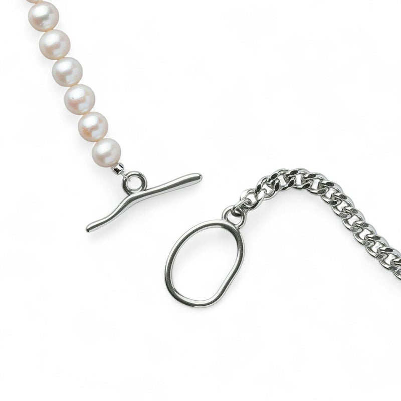 【WEB限定】淡水真珠 ハーフチェーン ネックレス　6.5-7.0mm SUS316L キヘイ