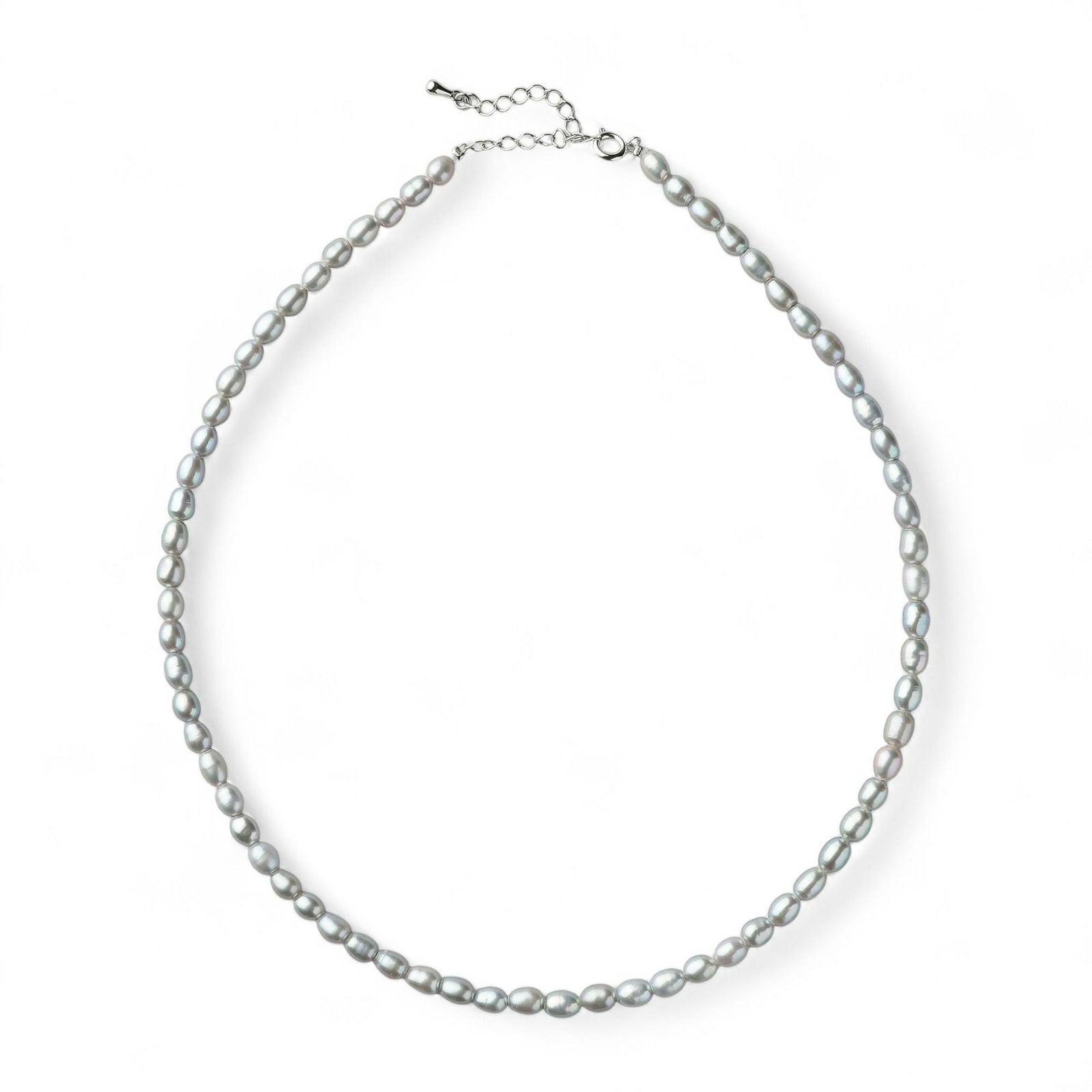 【WEB限定】淡水真珠 ネックレス　4.5-5.0mm グレー ライス