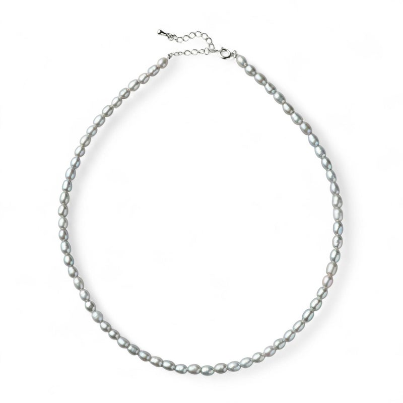 【WEB限定】淡水真珠 ネックレス　4.5-5.0mm グレー ライス