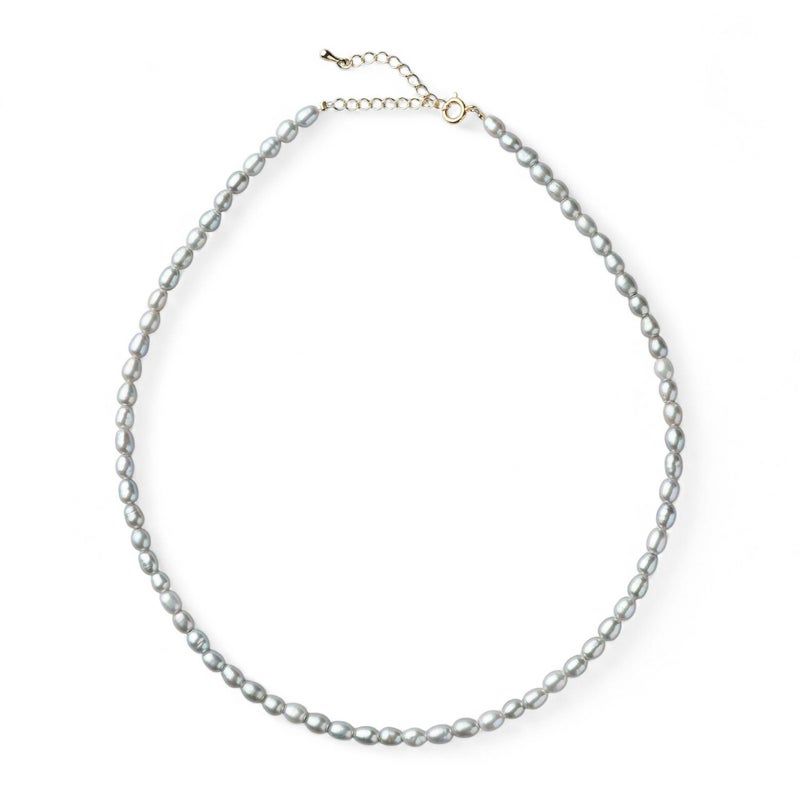 【WEB限定】淡水真珠 ネックレス　4.5-5.0mm グレー ライス