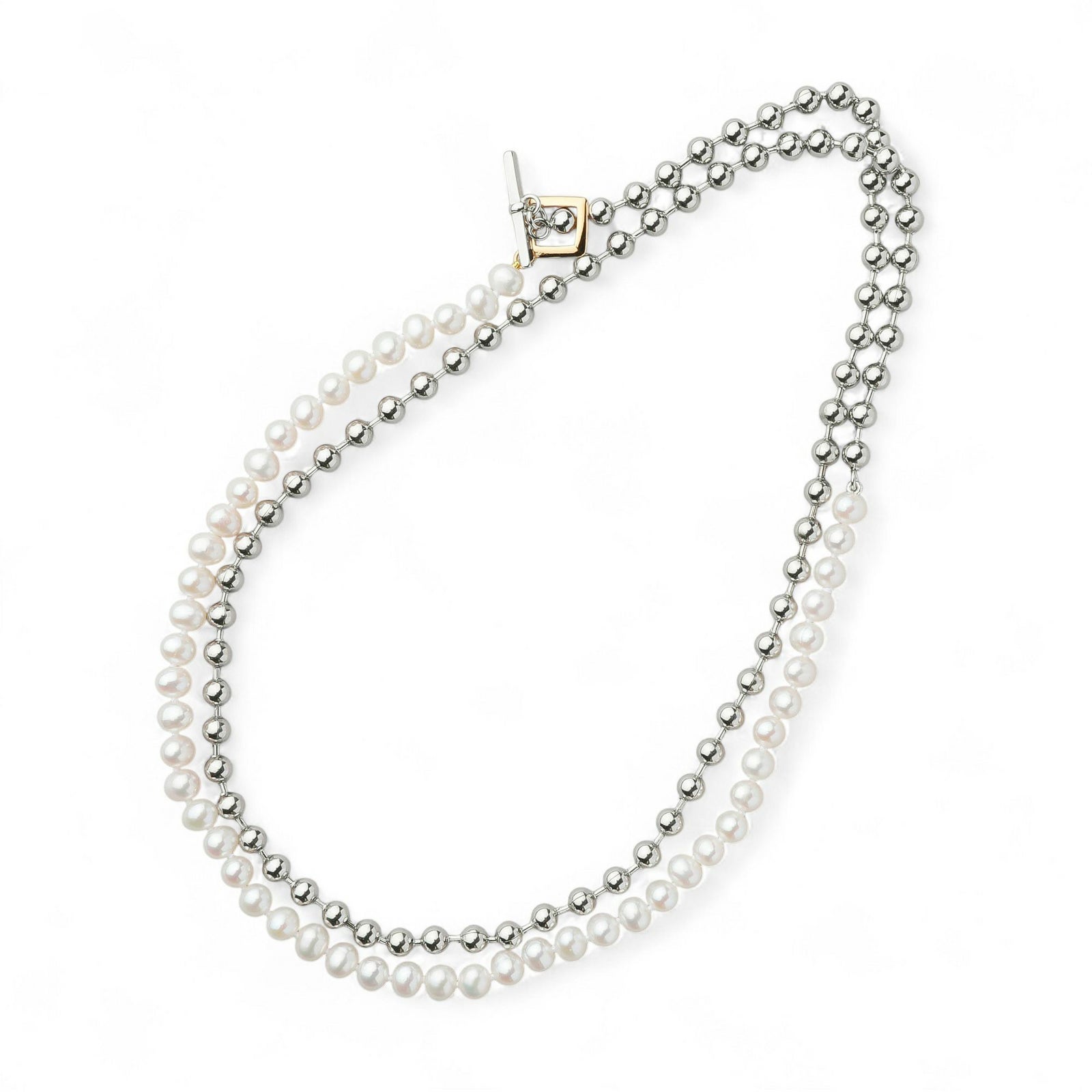【WEB限定】淡水真珠×ボールチェーン ロングネックレス　5.5-6.0mm SUS304
