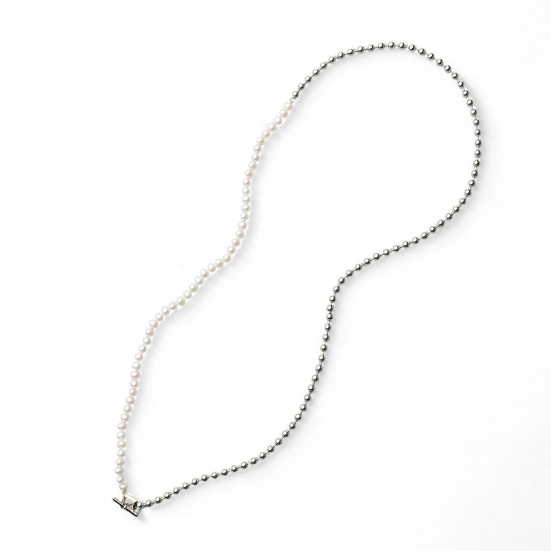 【WEB限定】淡水真珠×ボールチェーン ロングネックレス　5.5-6.0mm SUS304