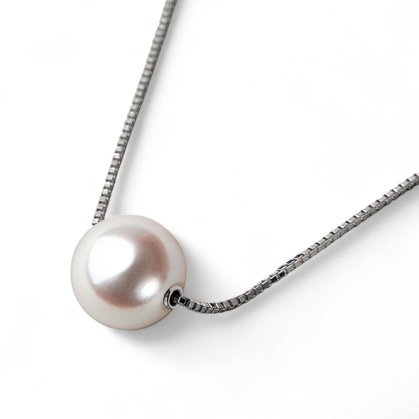 オーロラ花珠真珠 スルーペンダントネックレス 8.5-9.0mm PT850 -Premium-