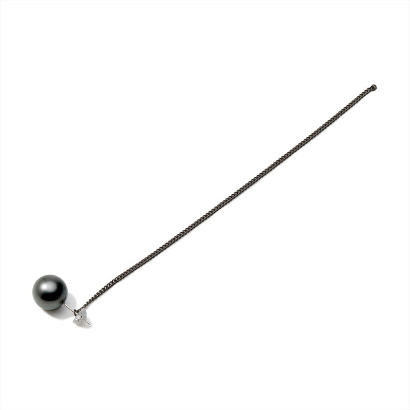 ルレナ ノワール マノンピアス/アップパール (片耳)　タヒチ黒蝶真珠 11mmUP K14WG/SV925 BRhP