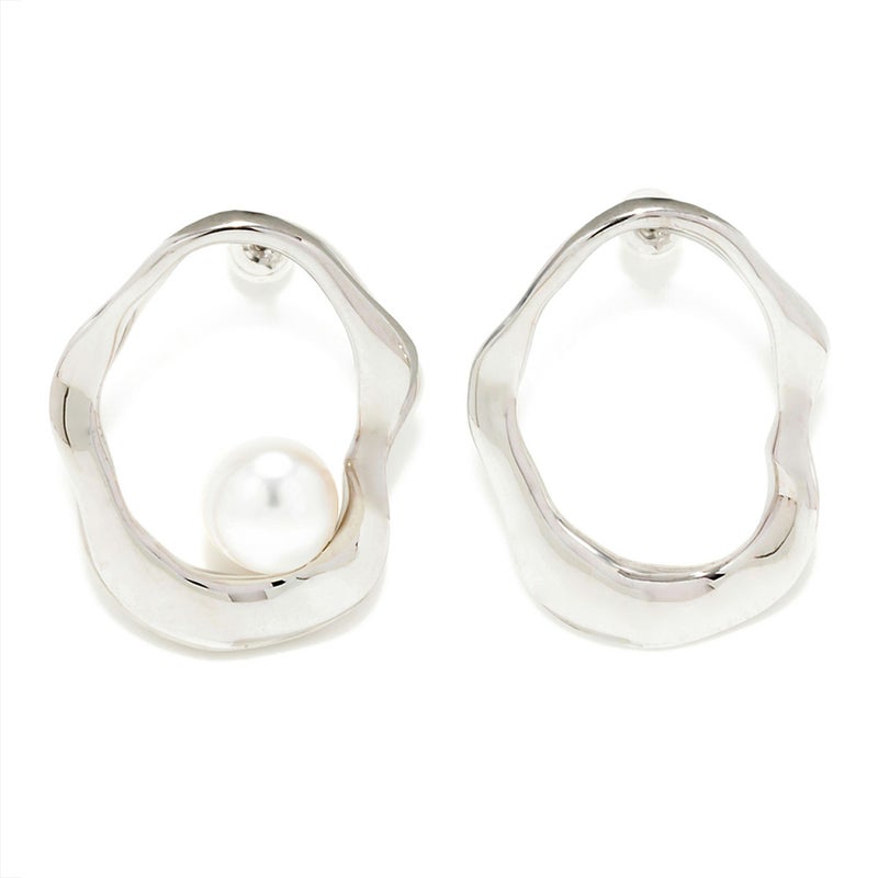 マルレナ マリッサピアス ウェーブ/インサイド ペア　淡水真珠 10mmUP SV925/K18WG