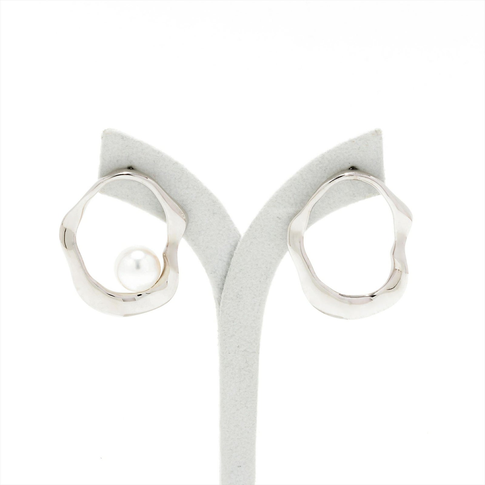 マルレナ マリッサピアス ウェーブ/インサイド ペア　淡水真珠 10mmUP SV925/K18WG