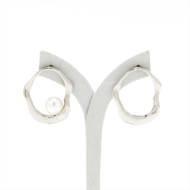 マルレナ マリッサピアス ウェーブ/インサイド ペア　淡水真珠 10mmUP SV925/K18WG