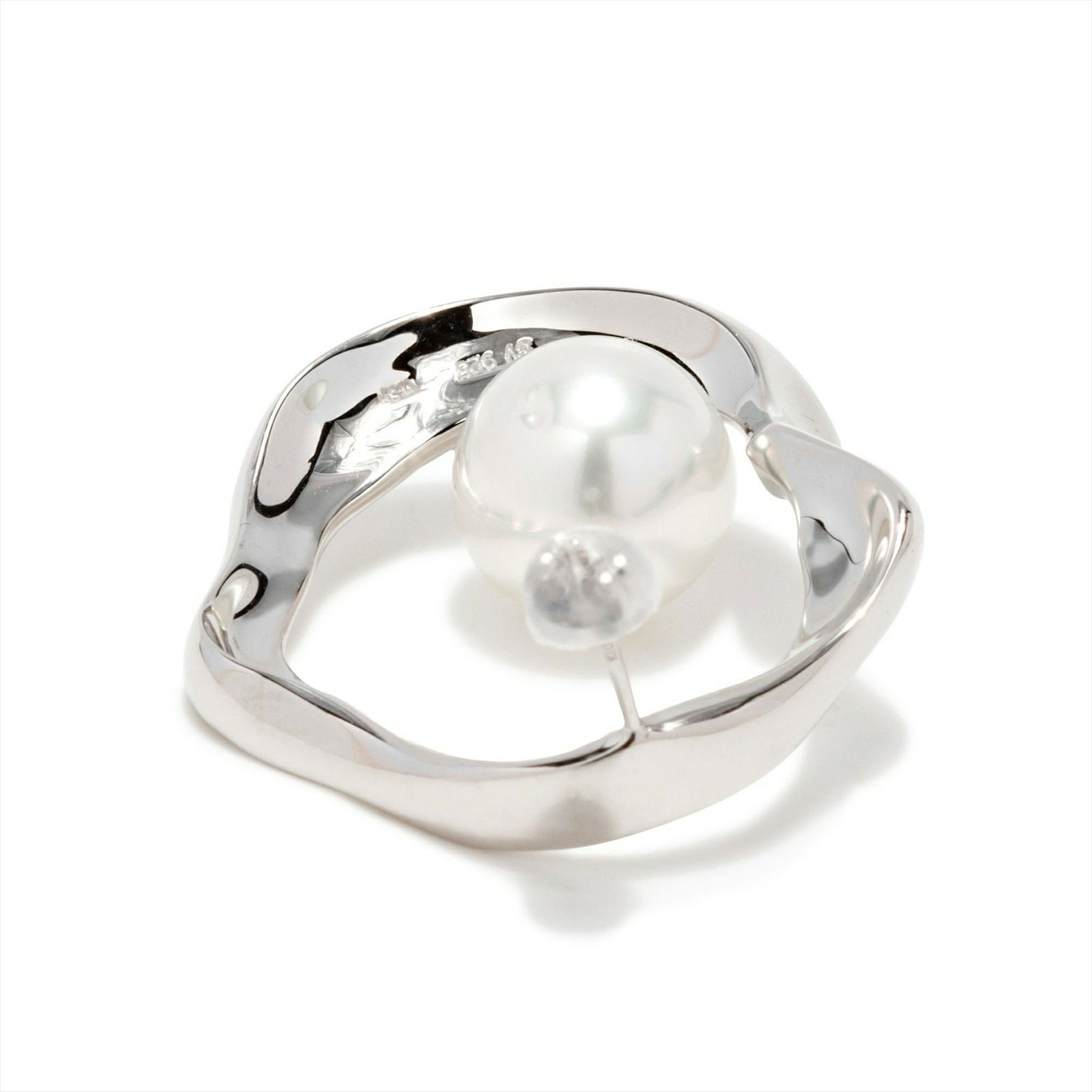 マルレナ マリッサピアス ウェーブ/インサイド (片耳)　淡水真珠 10mmUP SV925/K18WG