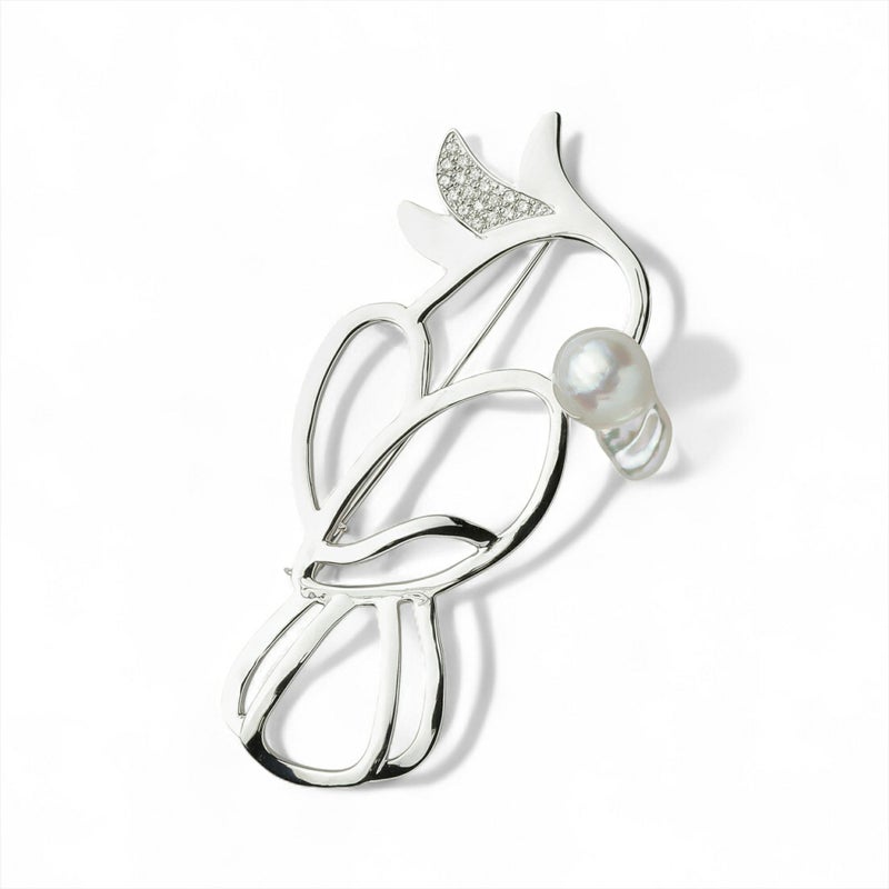 マルレナ パーラーバロックパールブローチ あこや真珠 9mmUP SV925 ダイヤモンド