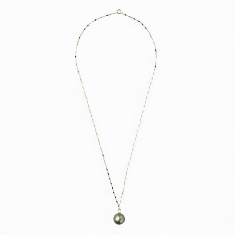 【WEB限定】Pistachio タヒチ黒蝶真珠 ペンダント　11mm K10YG