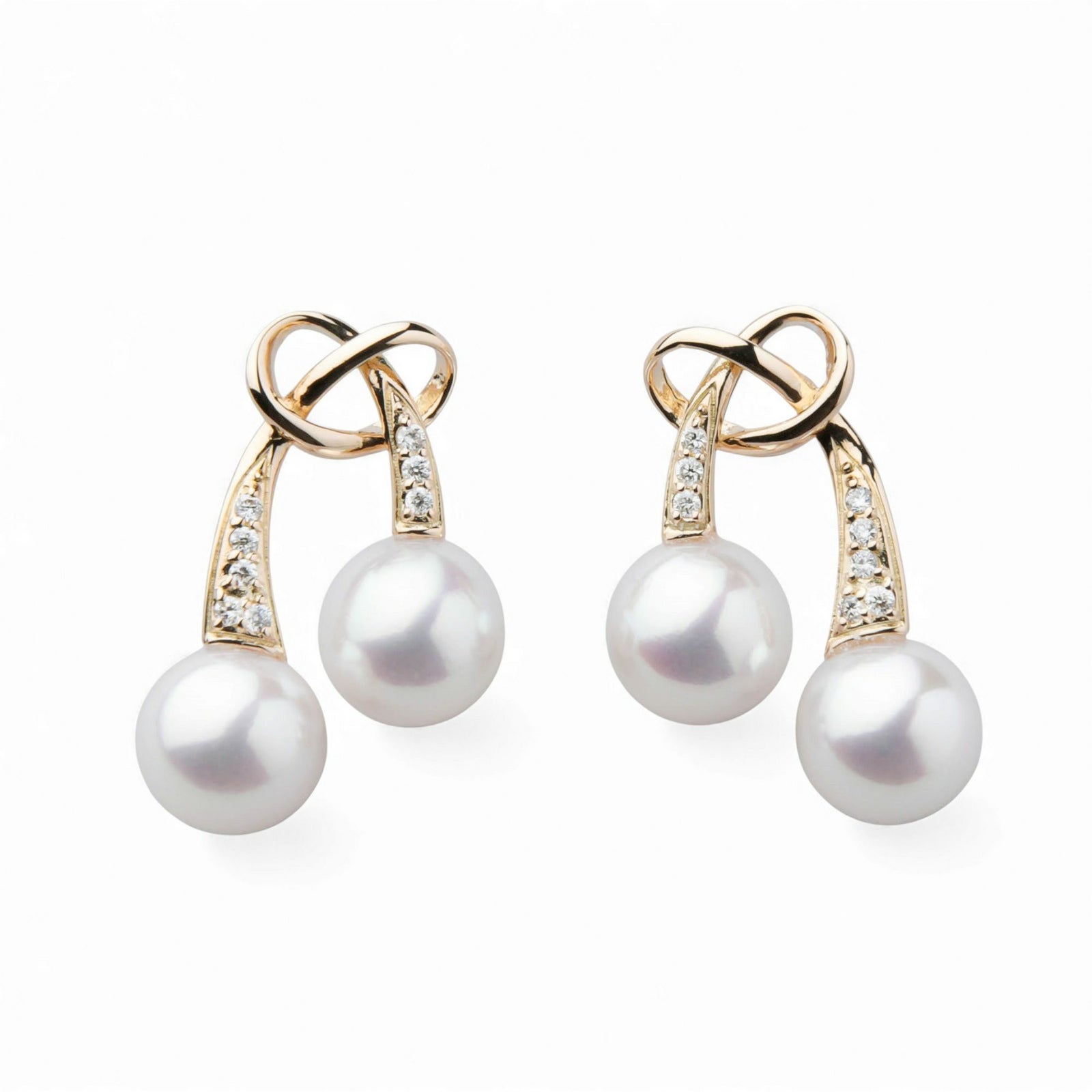  LUXE あこや真珠 リボンピアス6.5-7.0mm K18YG